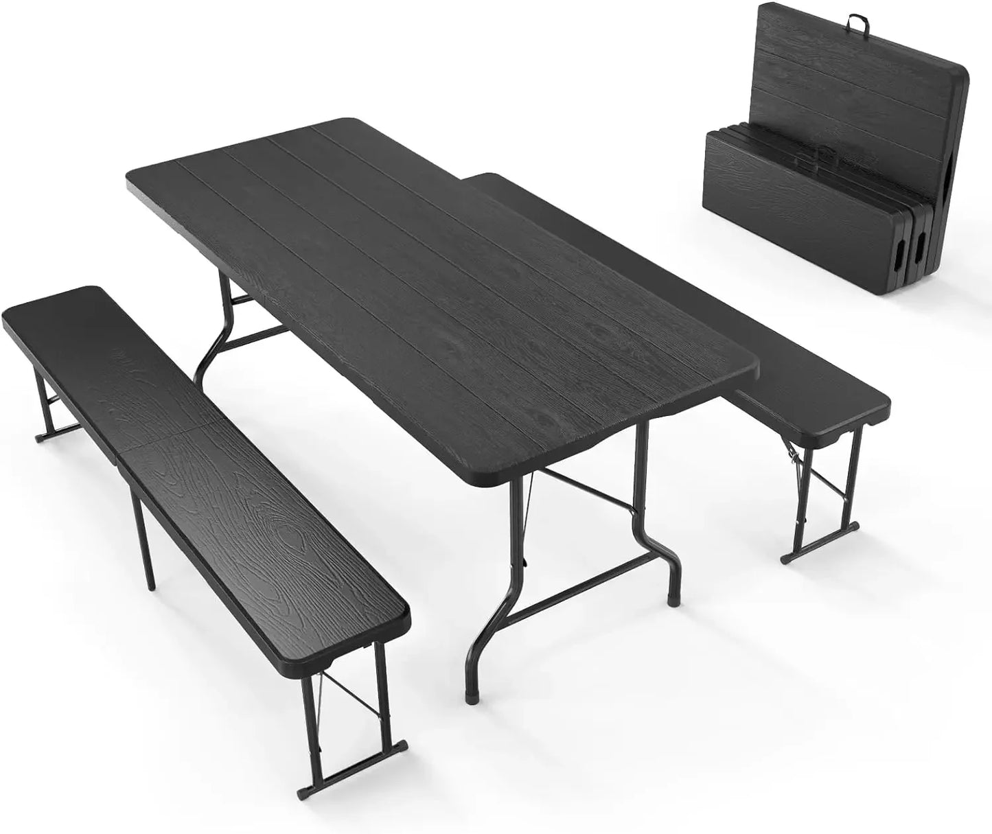 6 Foot Folding 3 Piece Picnic Table Set With Benches