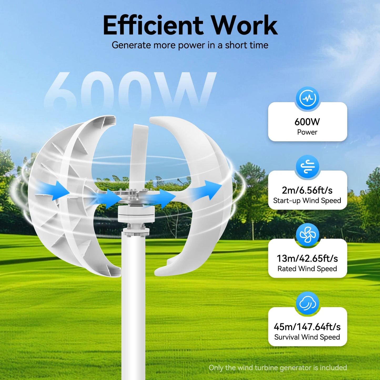 Control System 600W Lantern Wind Turbine Generator With Controller for Home and Boat