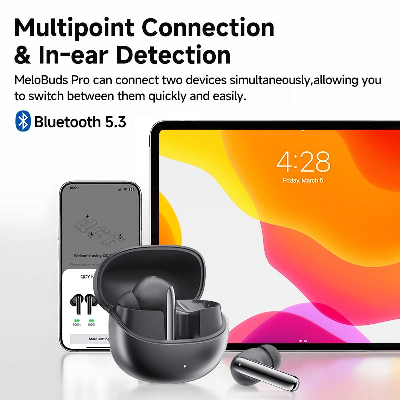QCY MeloBuds Pro 46dB ANC Hi Res LDAC Bluetooth 5.3