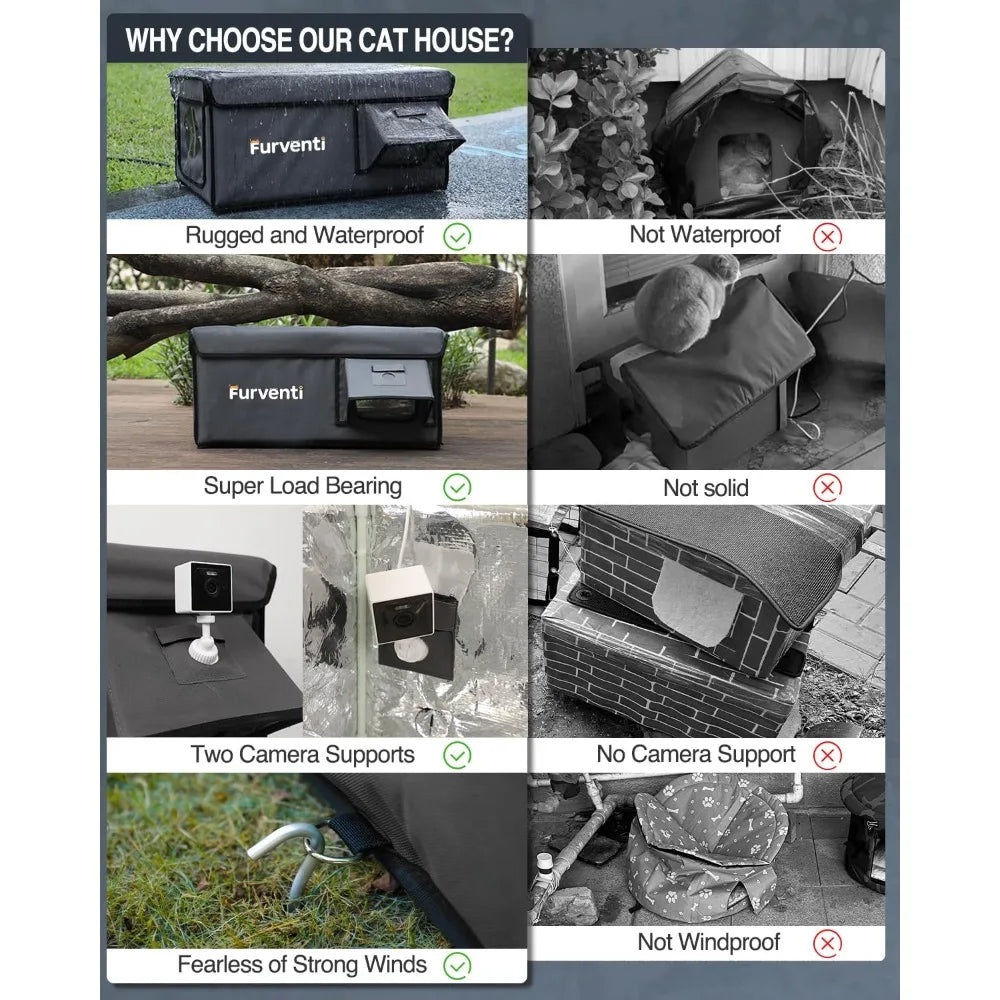 Heated Cat House Winter Shelter For Feral Cats Weatherproof