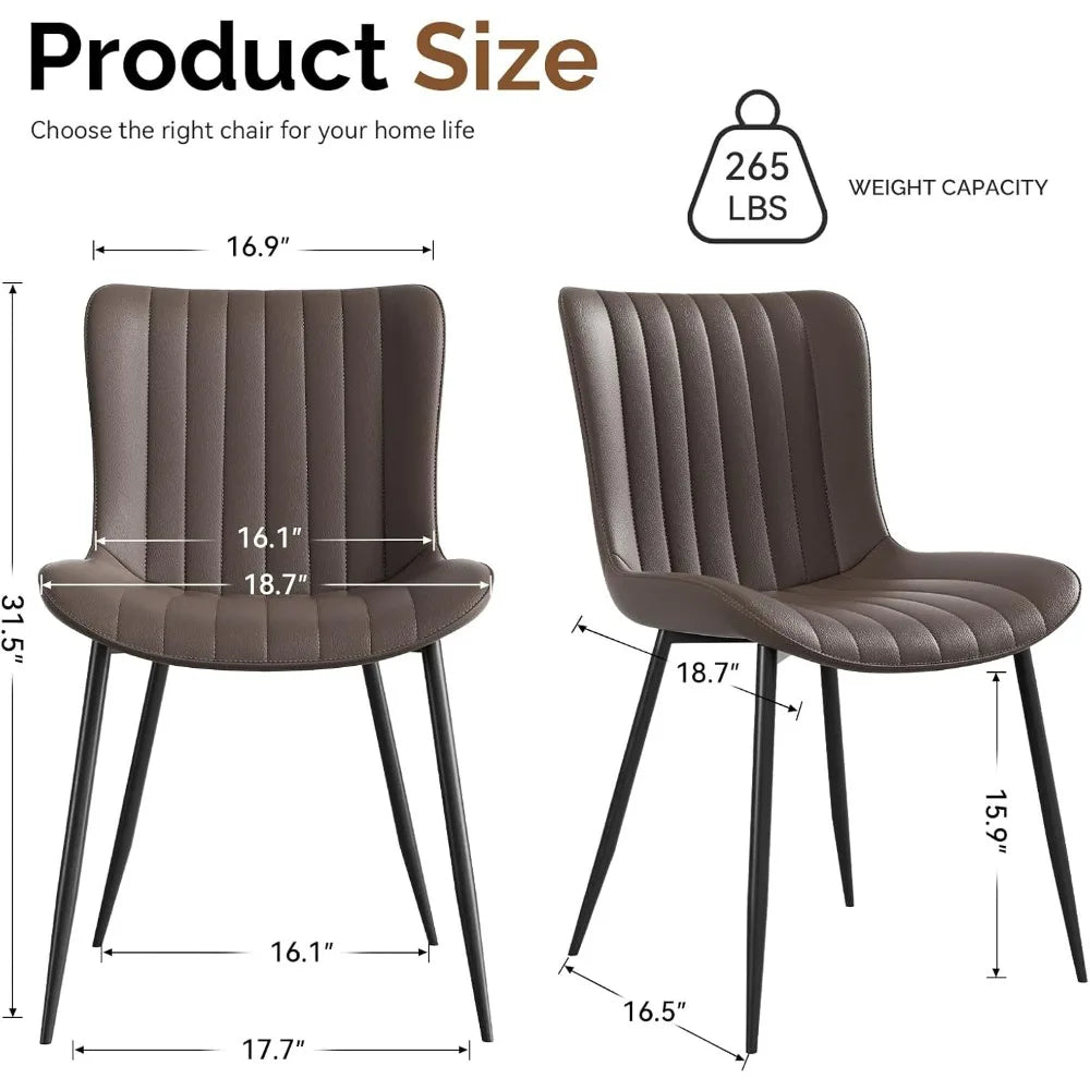 MKDK Leather Dining Chairs Set Of 4 With Wood And Metal Frame