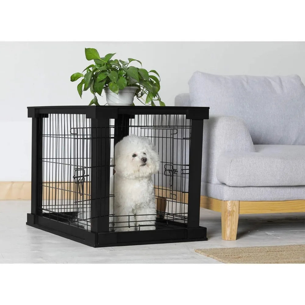 MKDK 2 Door Decorative Pet Kennel With Tray And Divider