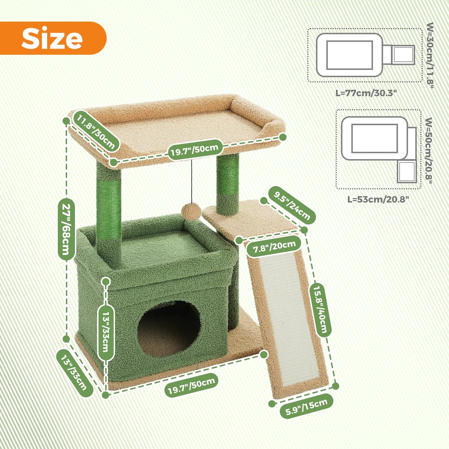 PAWZ Road Cat Tree Indoor Tower With Sisal Scratching Post Pad