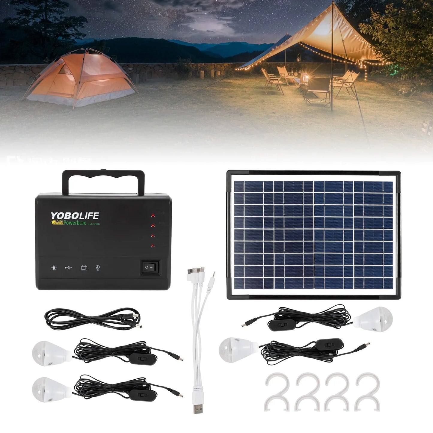 12V Portable Solar Power Generator Station With LED Kit
