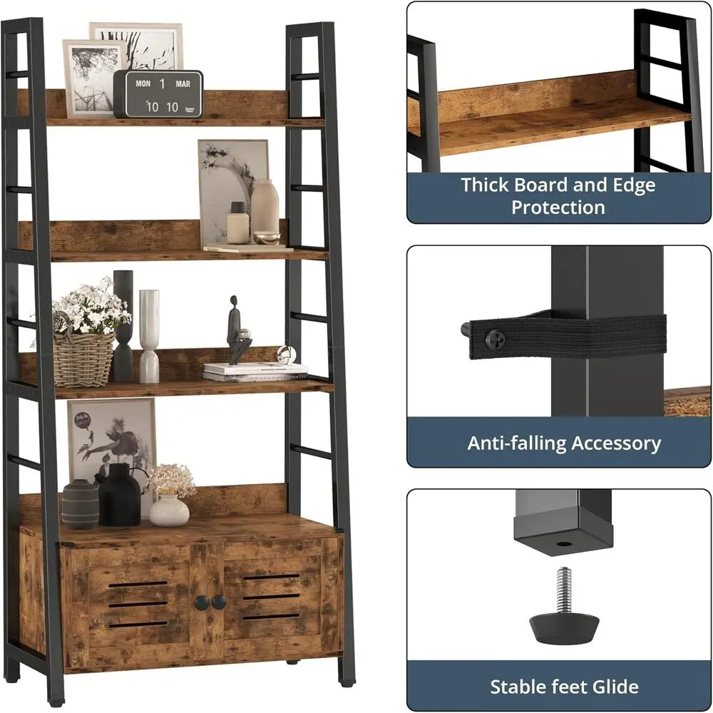 Ironck Industrial 5 Tier Ladder Bookshelf Metal Frame