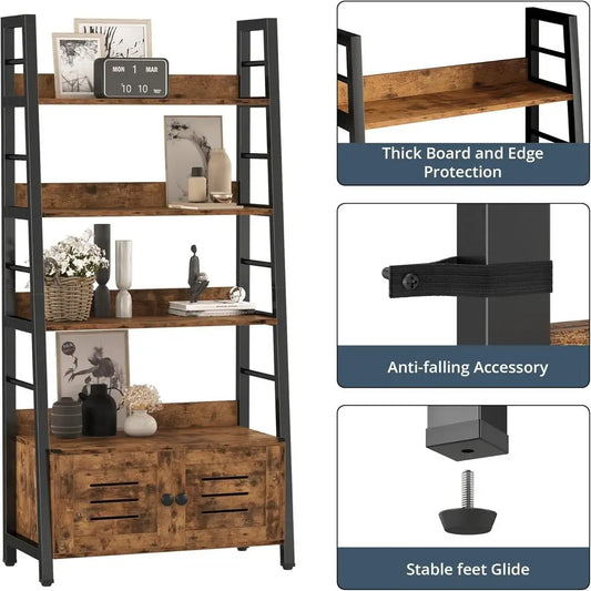 Ironck Industrial 5 Tier Ladder Bookshelf Metal Frame