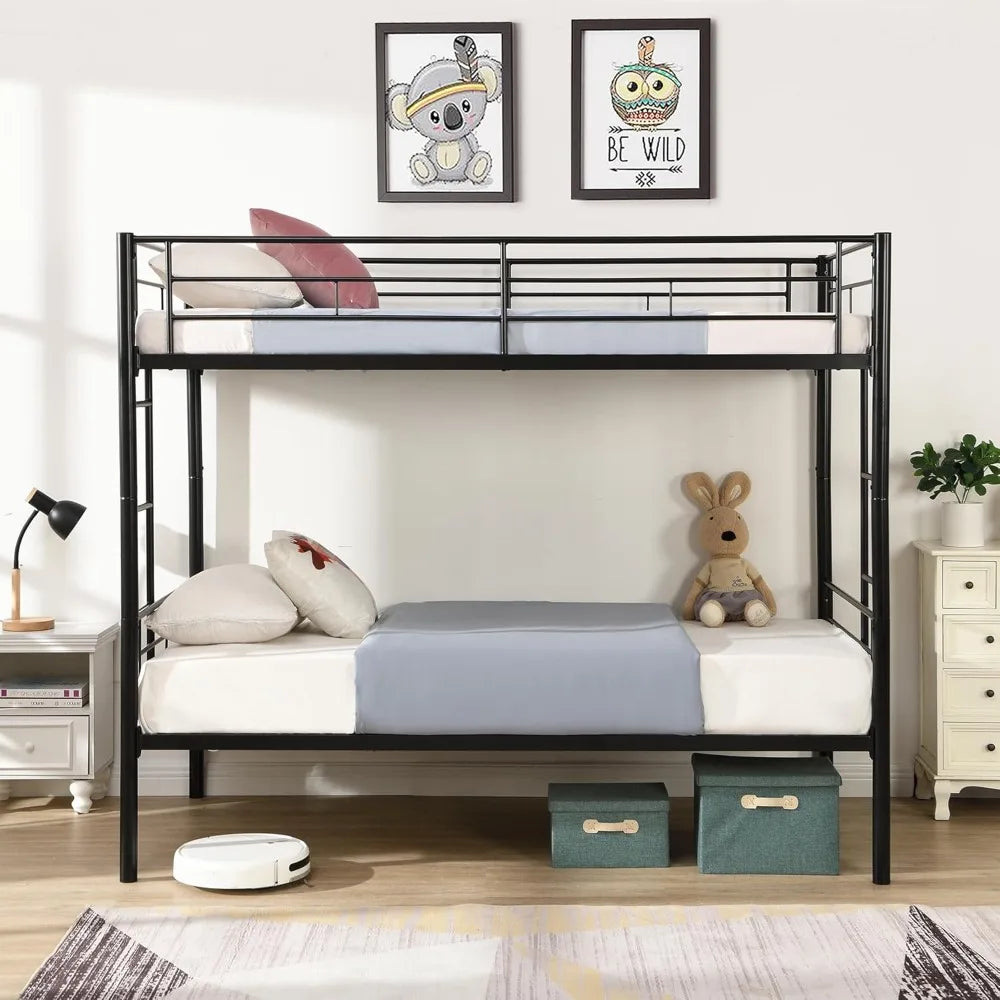 MKDK Twin Over Twin DurableMetal Bunk Bed Frame Ladders