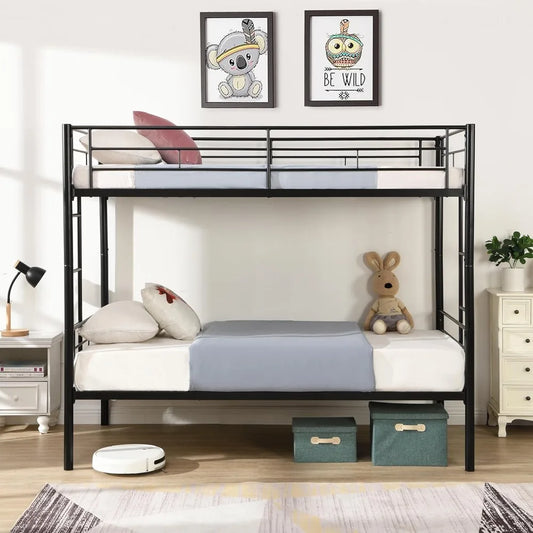 MKDK Twin Over Twin DurableMetal Bunk Bed Frame Ladders