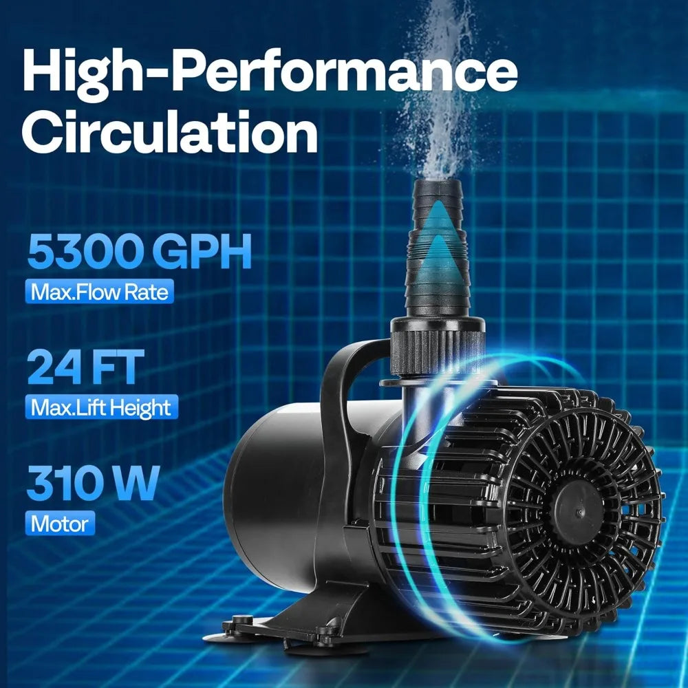 310W Submersible Water Pump 5300GPH High Flow For Ponds