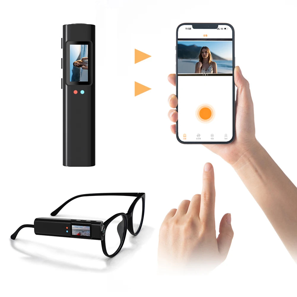 APWIKOGER 2.7K HD Glasses Camera WiFi Eyewear Action Cam