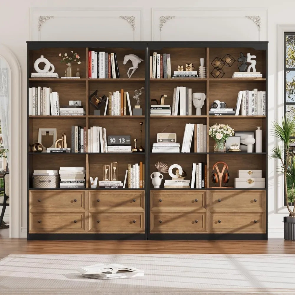 71 Inch Tall Bookshelf With 4 Drawers 6 Tier Wide Storage