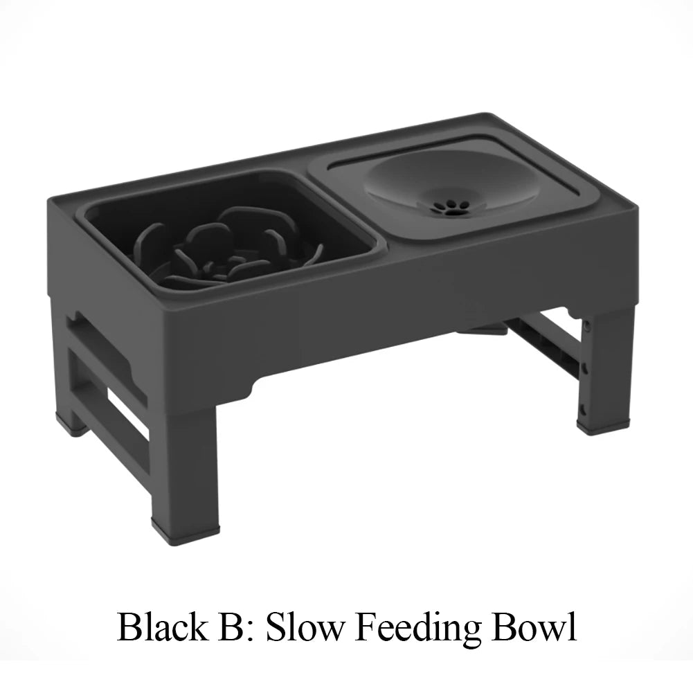 Hign-concerned Ergonomically-Adjustable Canine Feeding Station Bowls Slow Feeder