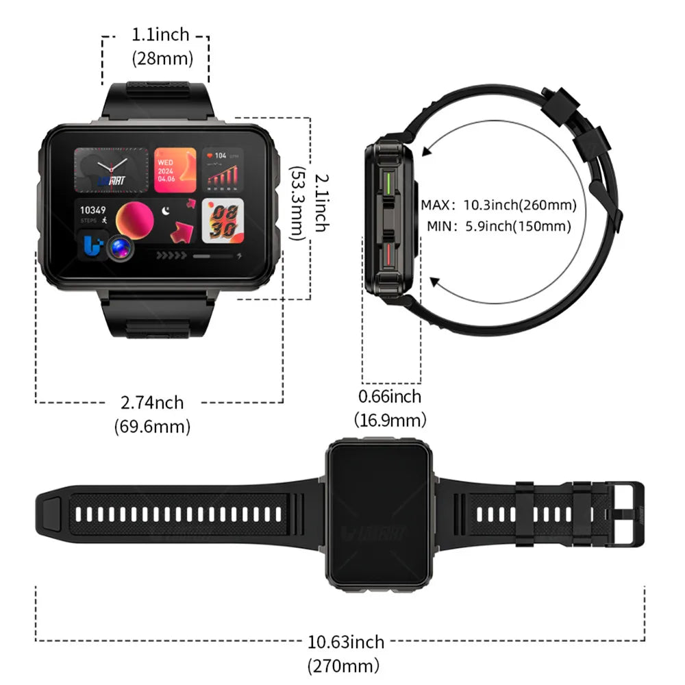 Lokmat 5 Max Android Watch Phone Square Screen 4G Calls
