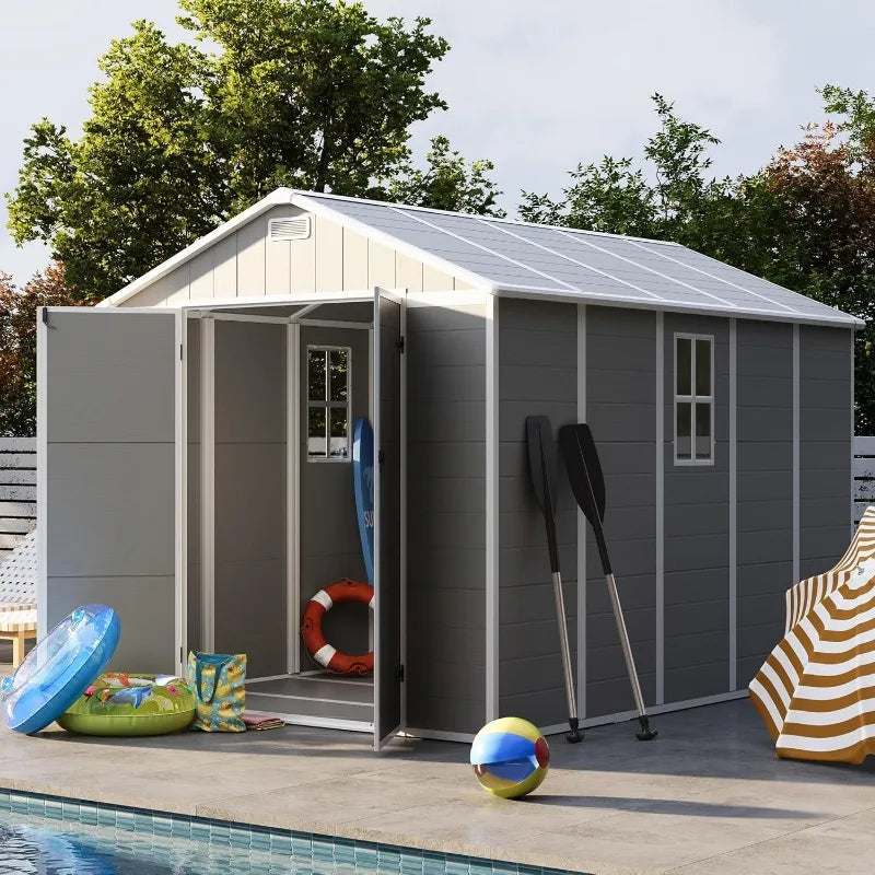 Resin Garden Storage Shed With Floor And Lockable Door