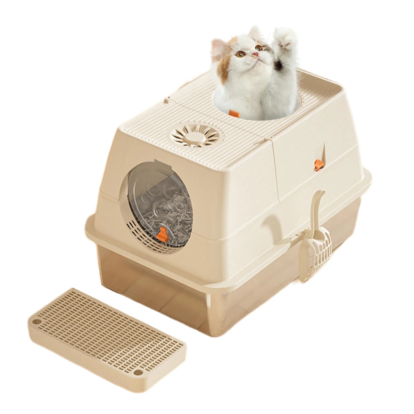 Feature Stainless Steel Cat Litter Box High Sided Enclosure