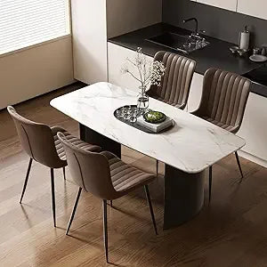 MKDK Leather Dining Chairs Set Of 4 With Wood And Metal Frame