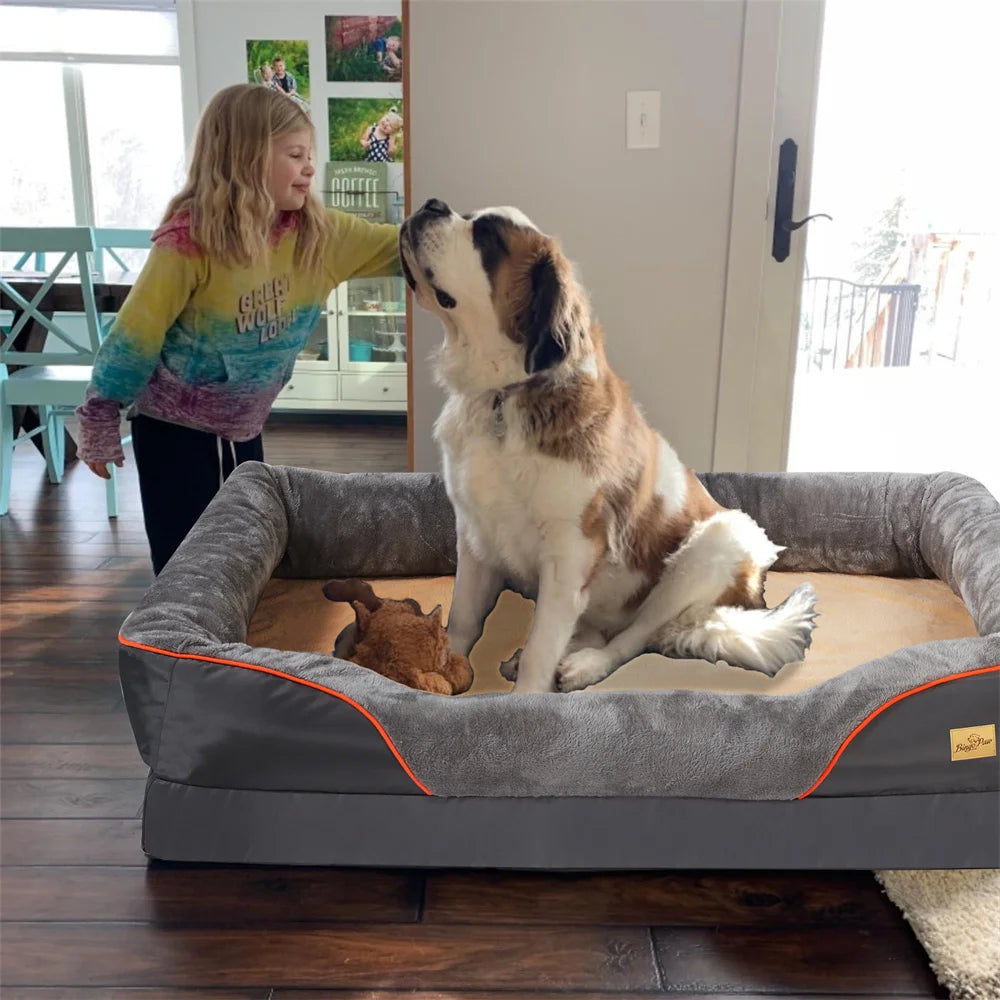 BORWARTCN Orthopedic Memory Foam Dog Bed Sofa Removable Cover