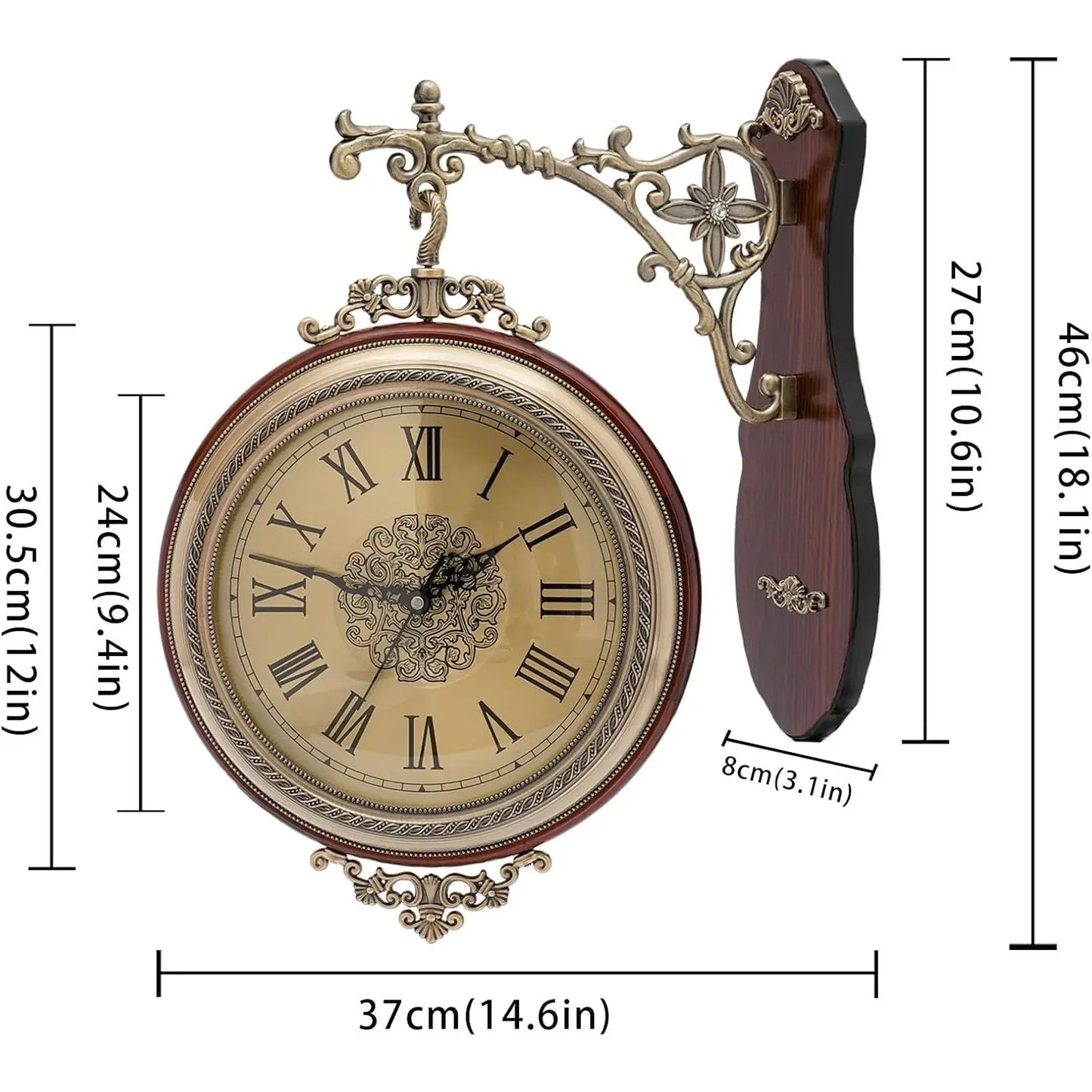Hign-concerned European Double Sided Wall Clock Indoor