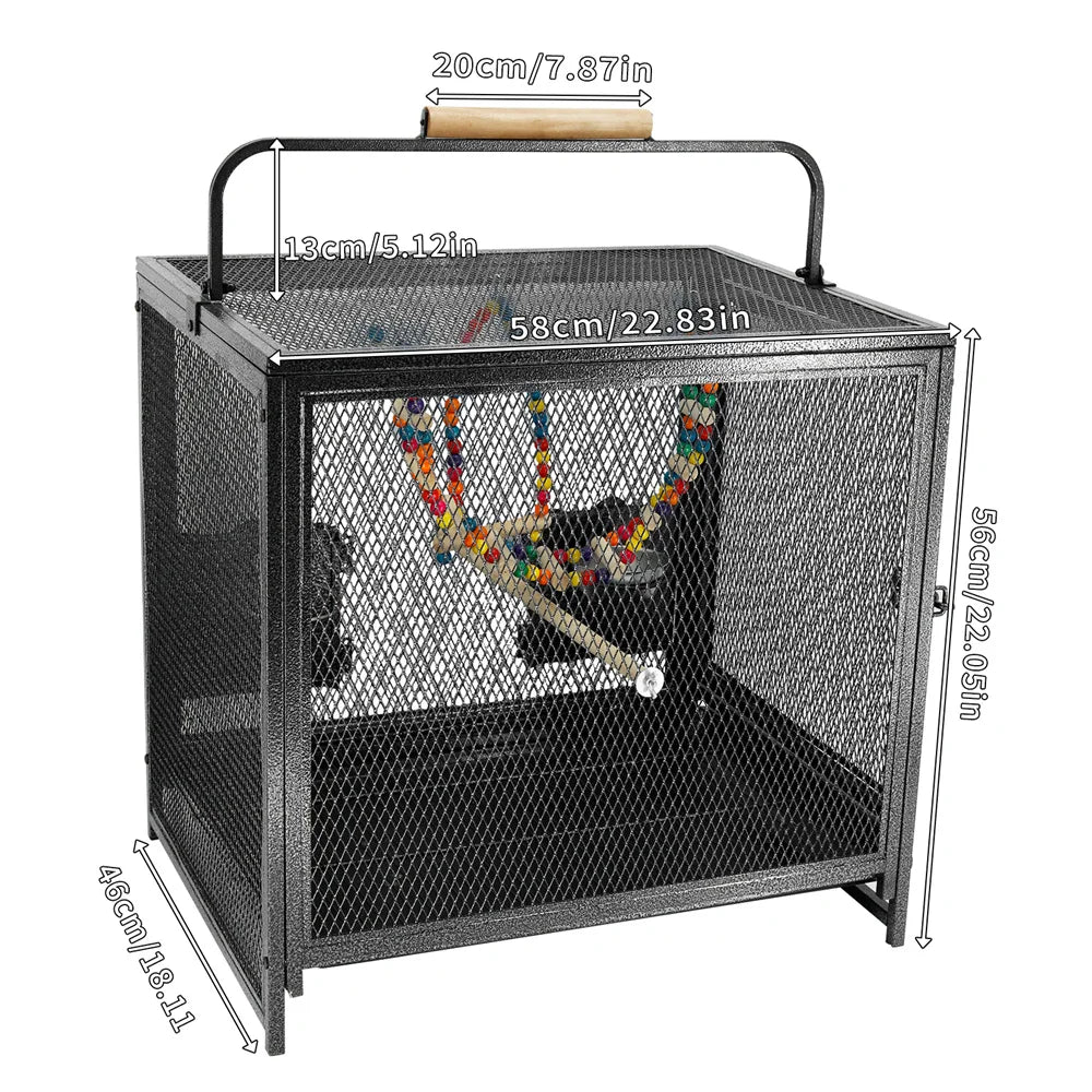 Heavy Duty Wrought Iron Travel Bird Cage With Perch