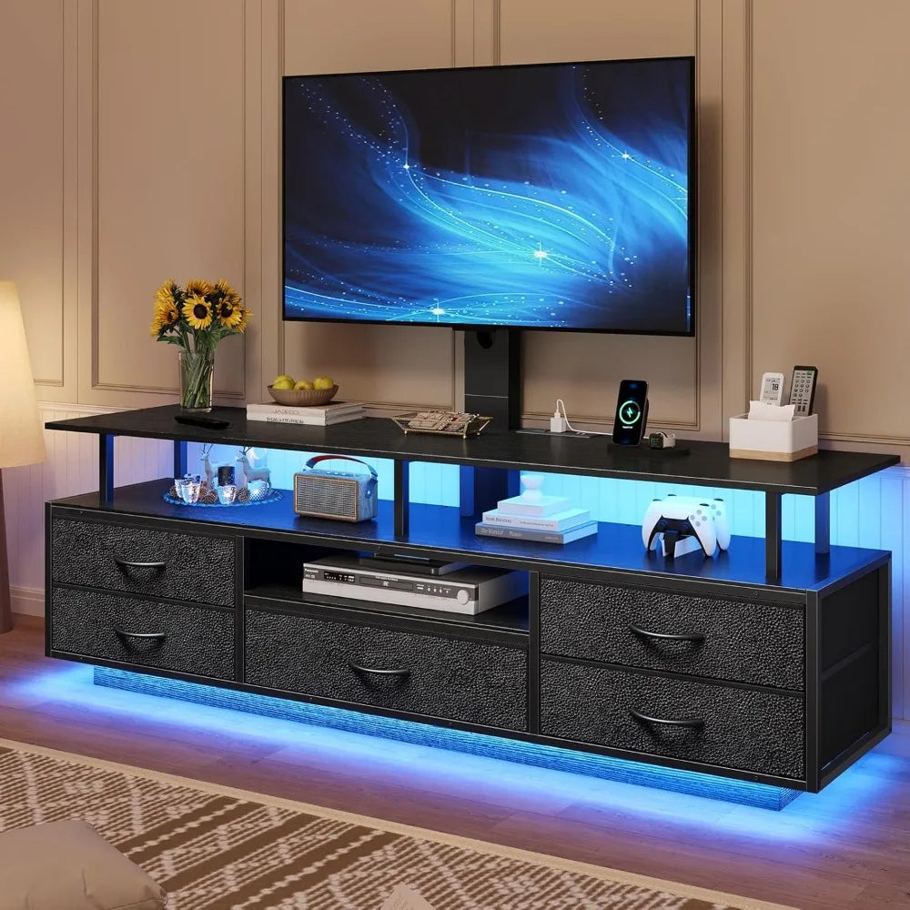 ZHUXIANG Modern TV Stand With Mount And Storage Outlets