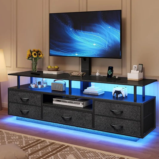 ZHUXIANG Modern TV Stand With Mount And Storage Outlets