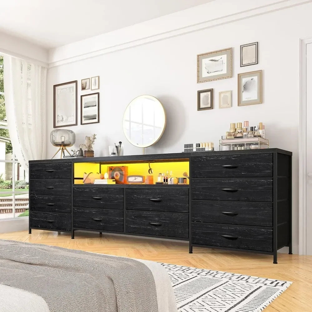 Modern 63 Inch TV Stand Dresser For 65 70 75 TV With Outlet
