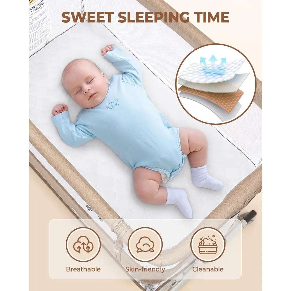 XMSJ Baby Bassinet Bedside Sleeper With Mesh Sides