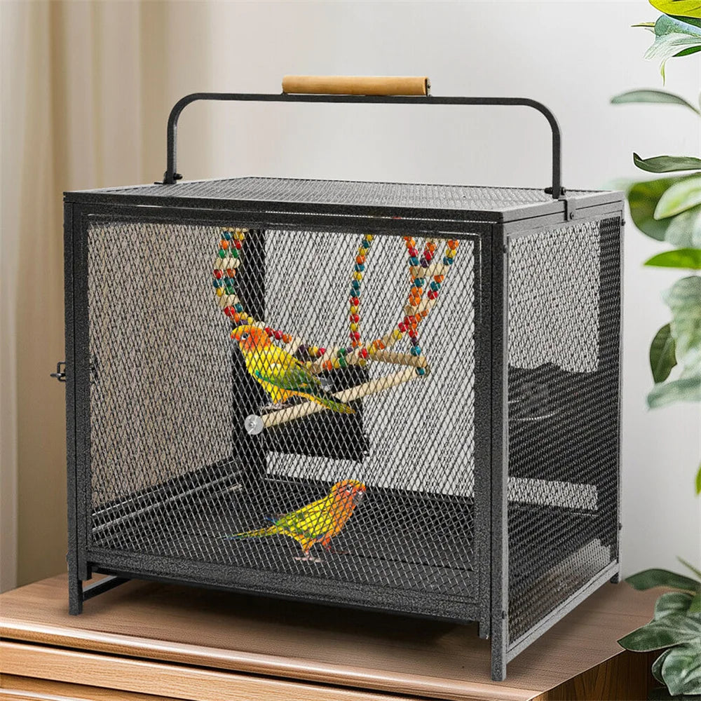 Heavy Duty Wrought Iron Travel Bird Cage With Perch