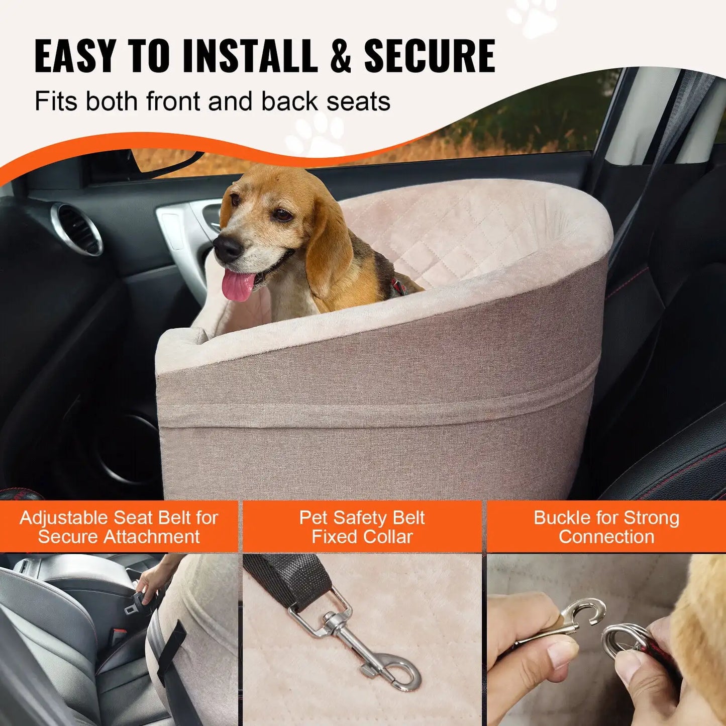 XMSJH Dog Booster Vehicle Seat With Enclosure For Pets