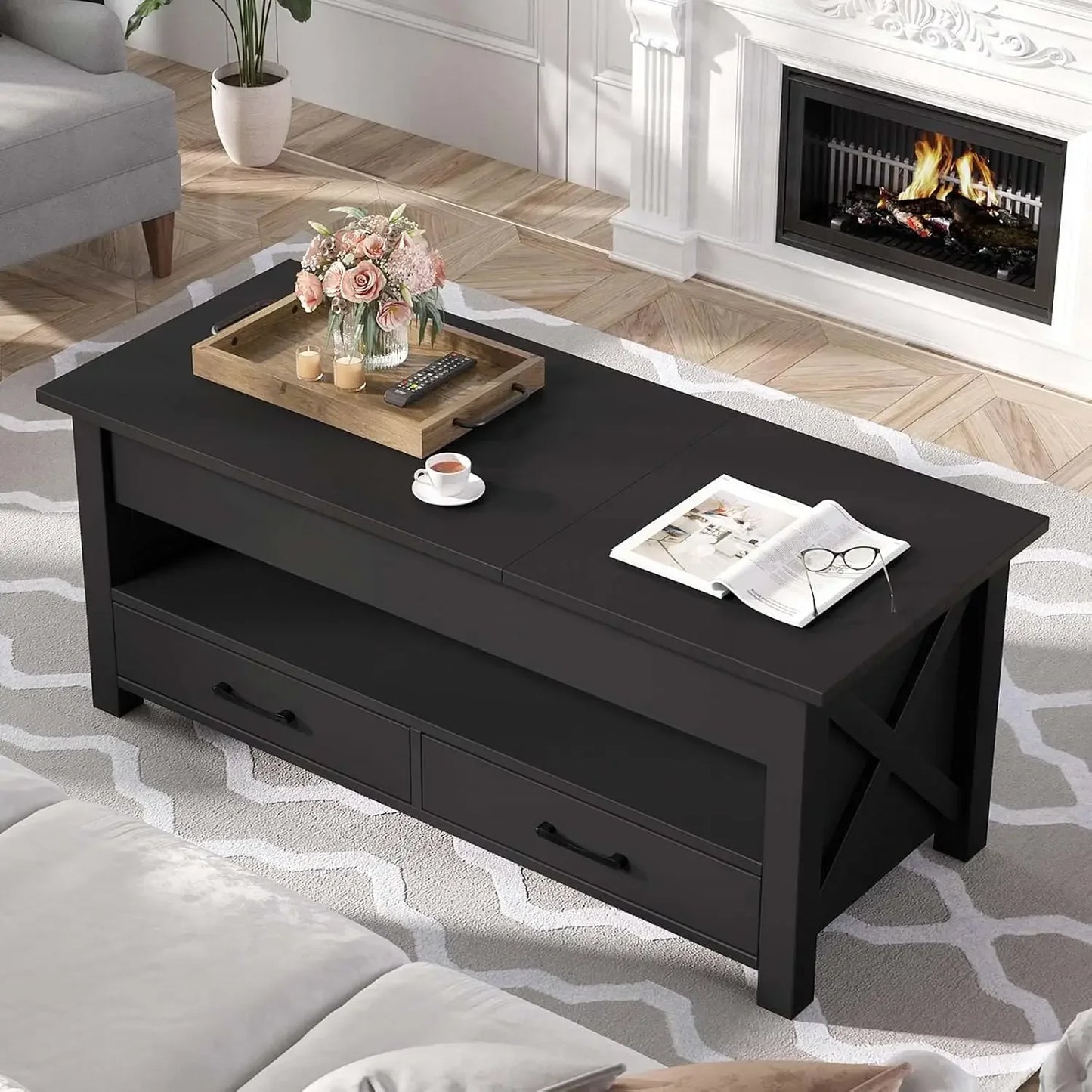 XMSJHignconcerned Farmstyle Coffee Table Lift Top Storage