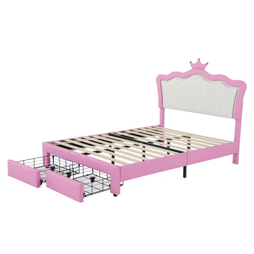 Full Size Padded Princess Bed Frame With LED Lights