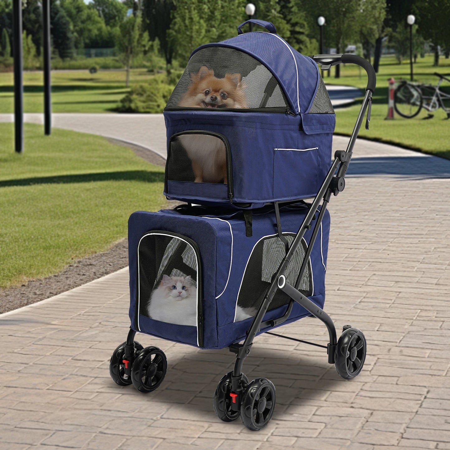 Breed Foldable Pet Stroller For Dogs And Cats Storage
