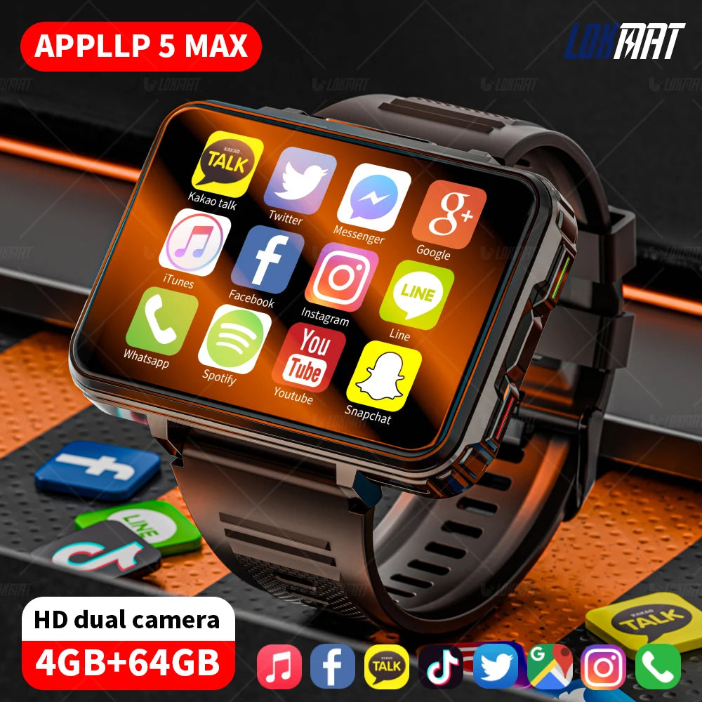 Lokmat 5 Max Android Watch Phone Square Screen 4G Calls