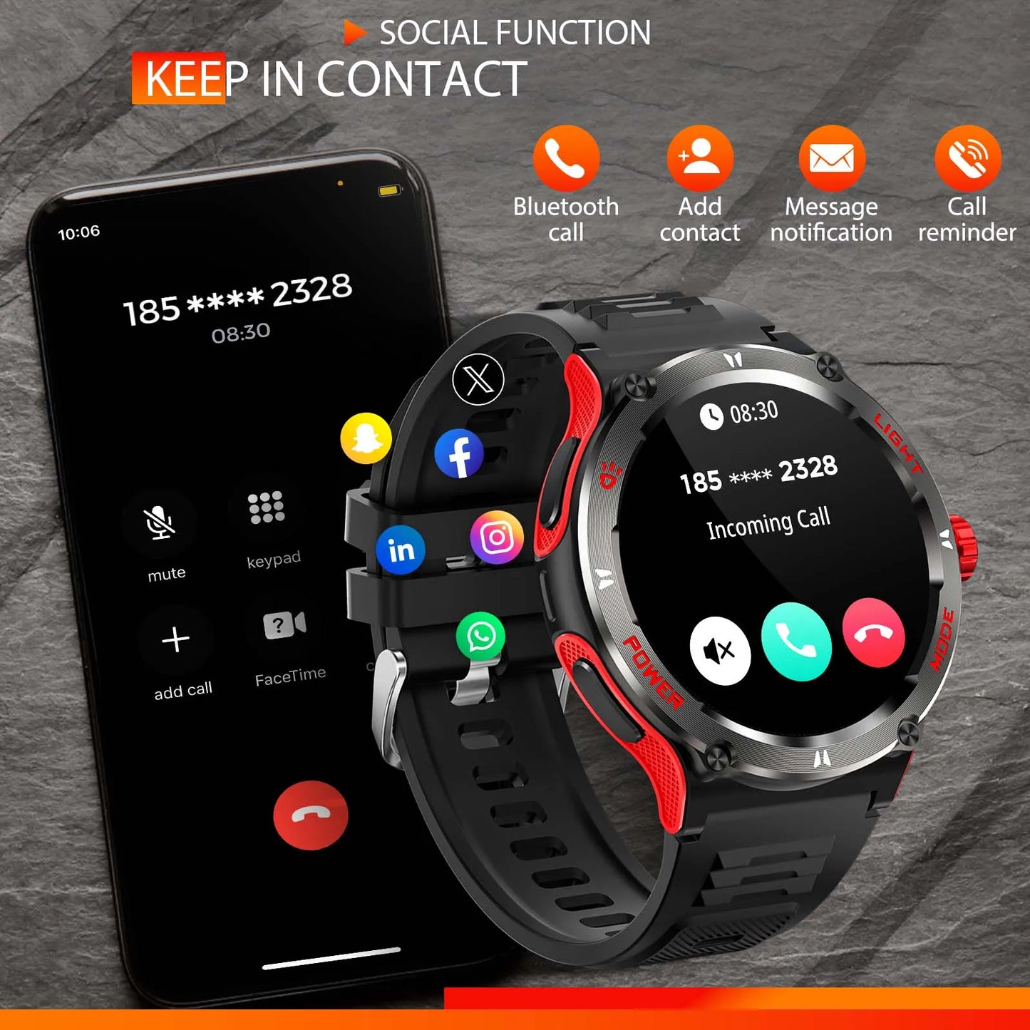 LaNikar Smart Watch 1.53 In Waterproof Sport Men Heart Rate