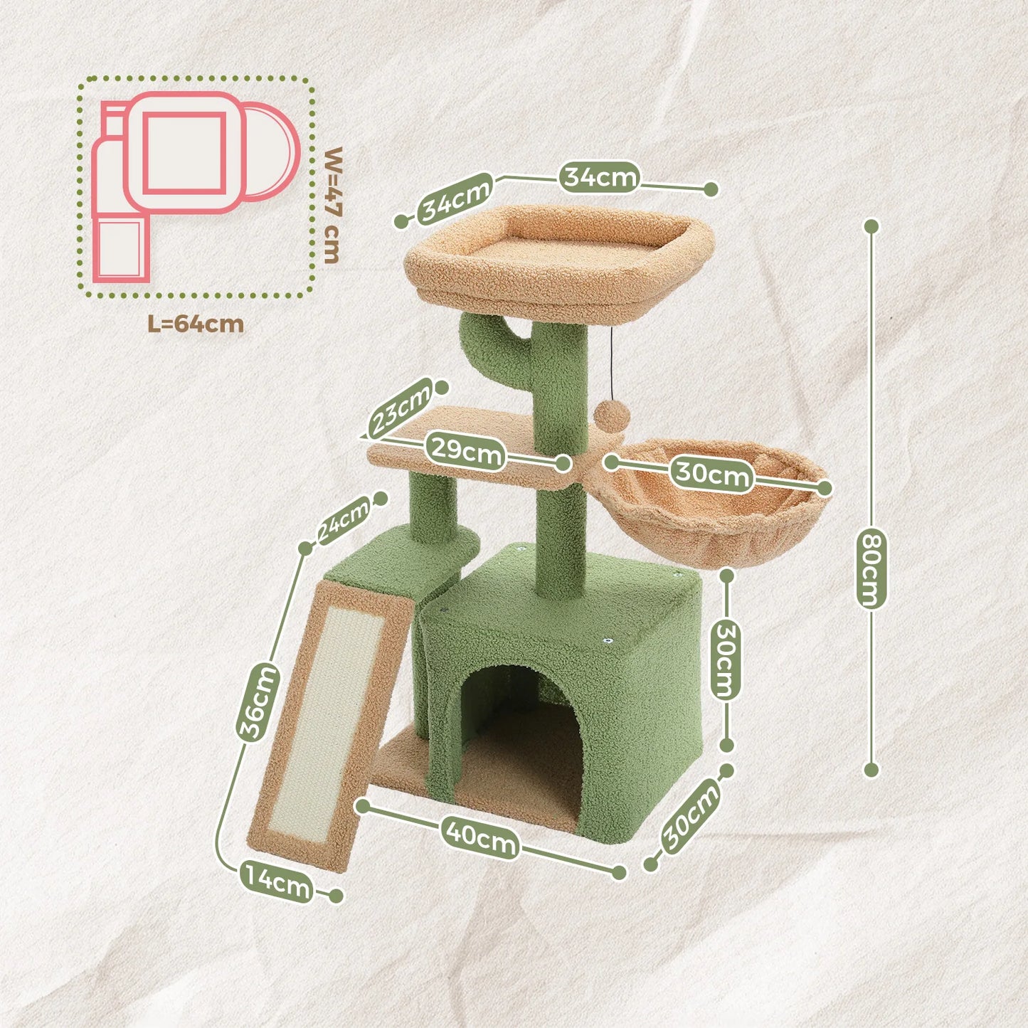 PAWZ Road Cat Tree Indoor Cats Three Tier Activity Tower