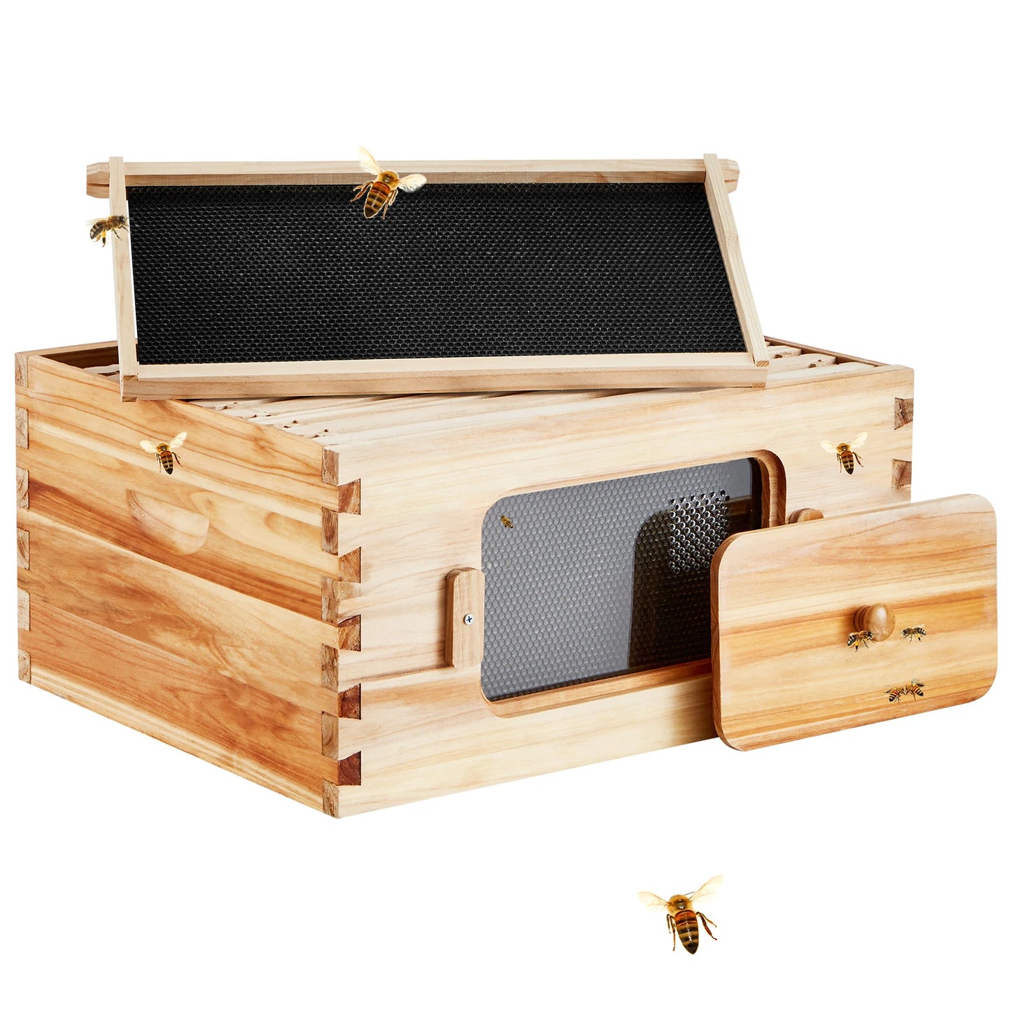 SucceBuy Natural Cedar Bee Hive Deep Box Starter Kit