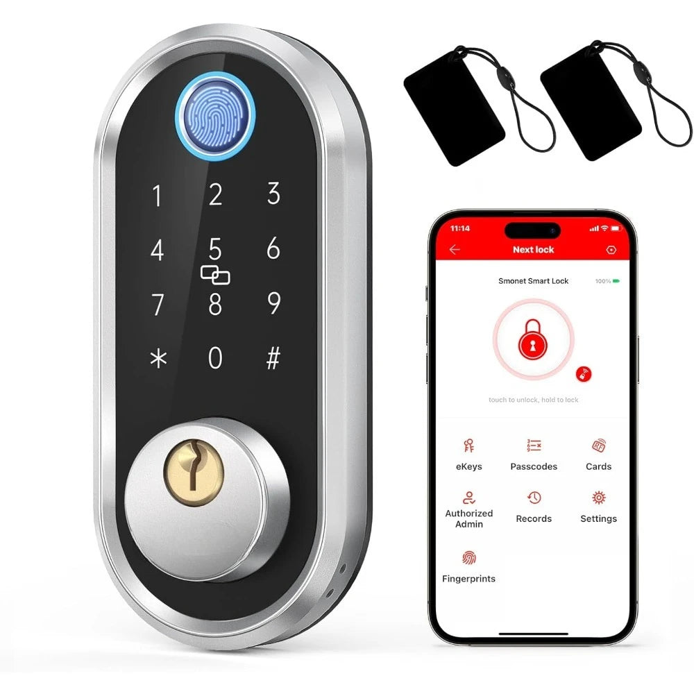 SMON Fingerprint Deadbolt With Keypad Bluetooth Lock