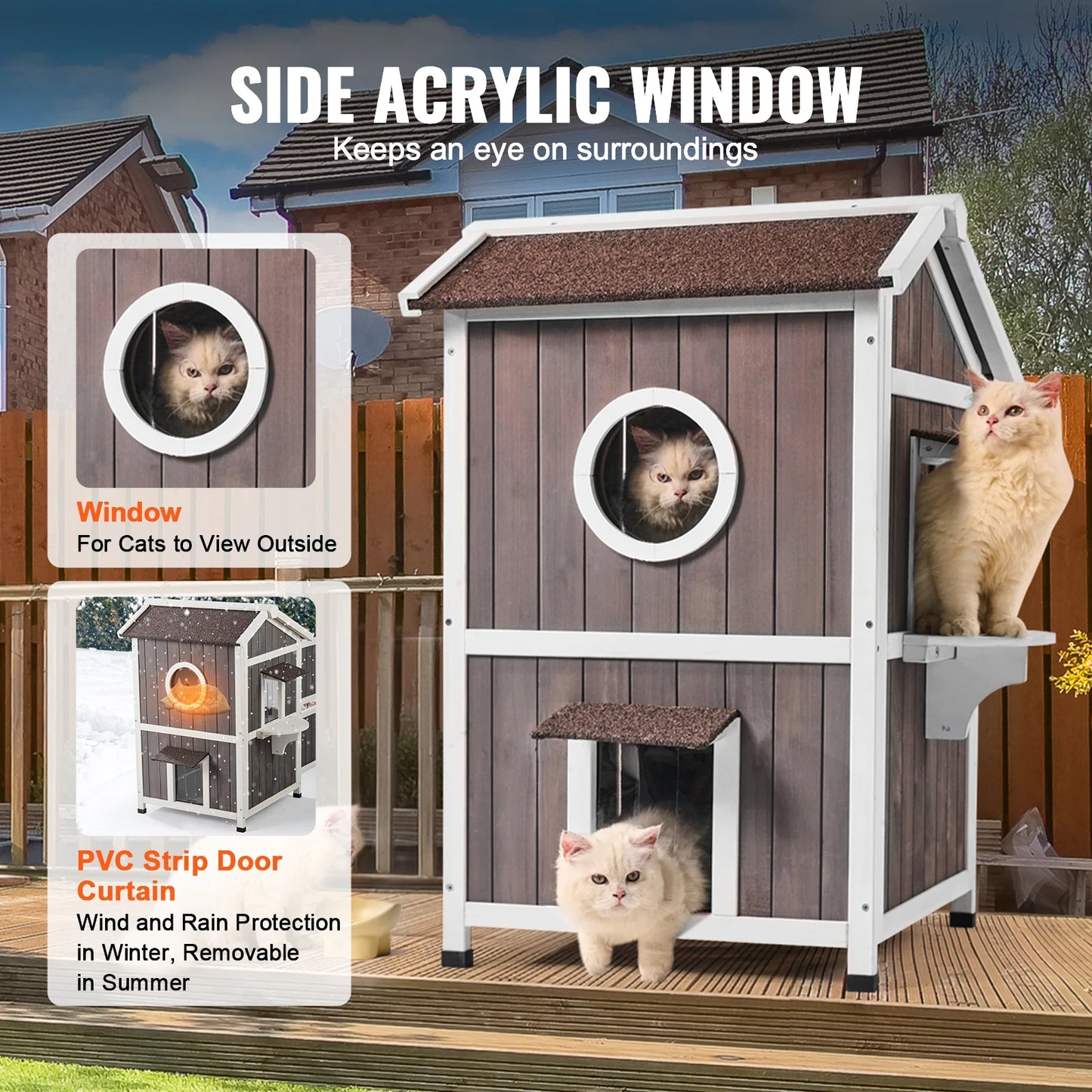 SucceBuy Weatherproof Outdoor Cat House For Feral Cats Wood