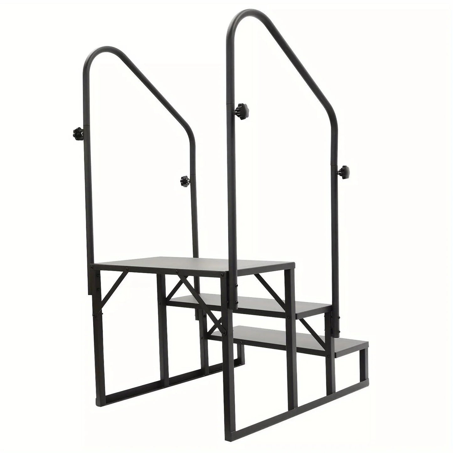 IndustrialGrade Stainless Steel ThreeStep Stairs With Ergonomic Handrails Mobility