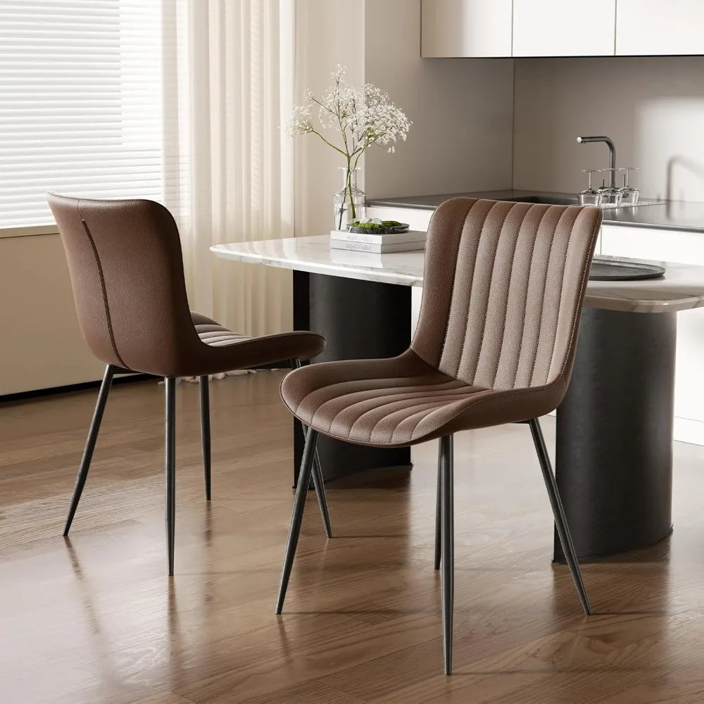 MKDK Leather Dining Chairs Set Of 4 With Wood And Metal Frame