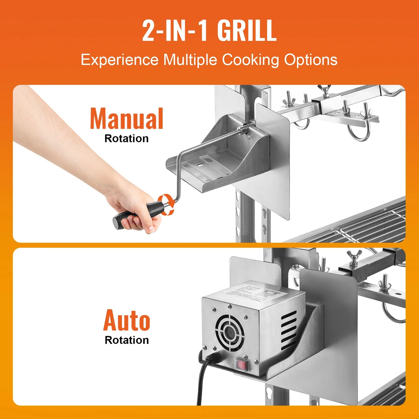 SucceBuy Electric Rotisserie Grill Multifunction Outdoor BBQ