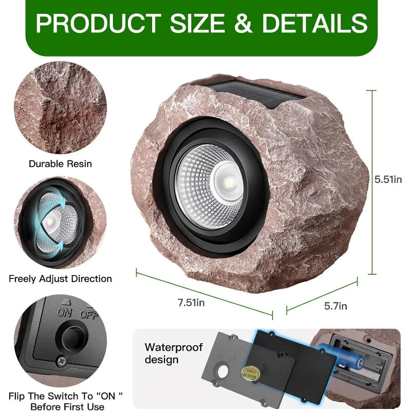High-Concerned Solar Rock Lights for Lawn and Pathways