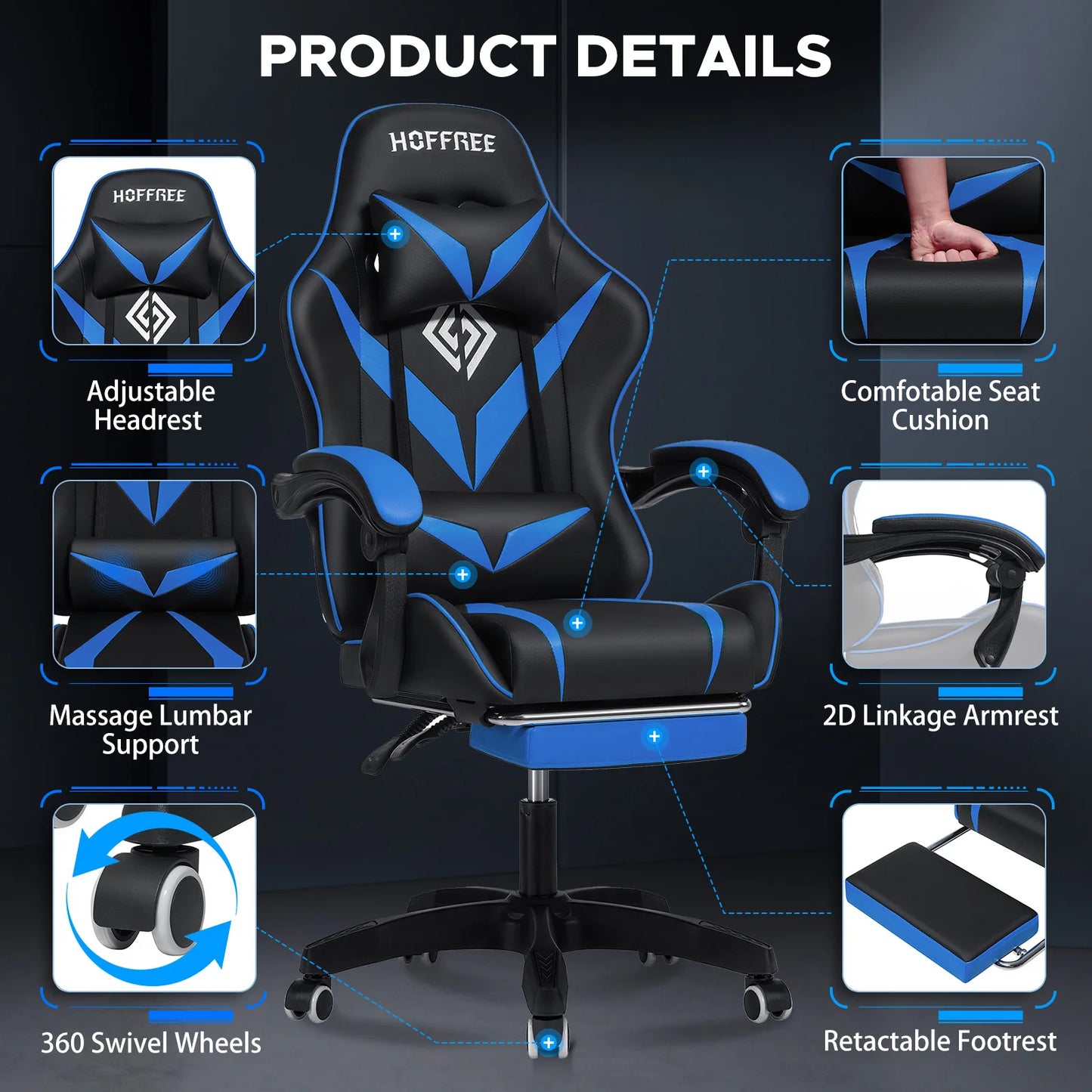 Hommpa Massage Gaming Chair for Kids With Lumbar Support