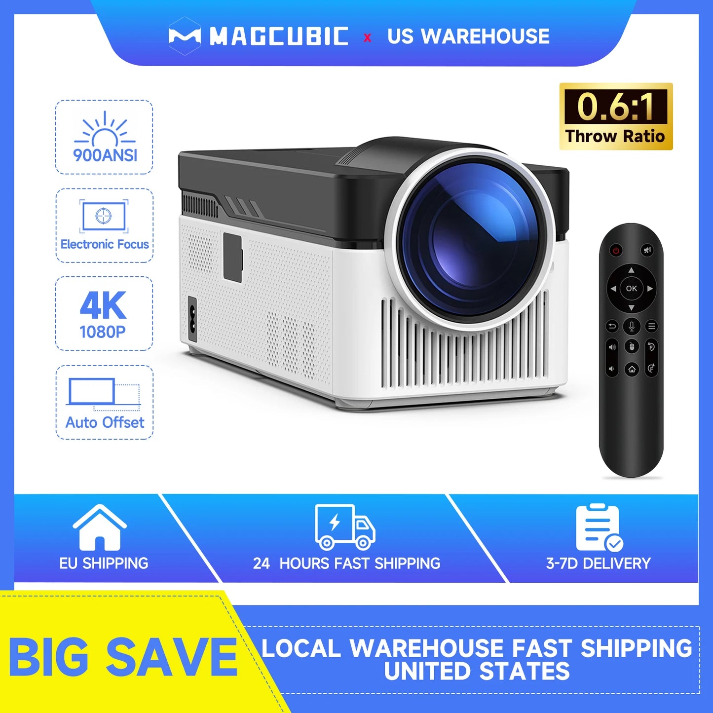 Magcubic HY450 Ultra Short Throw Projector 900 ANSI Lumens