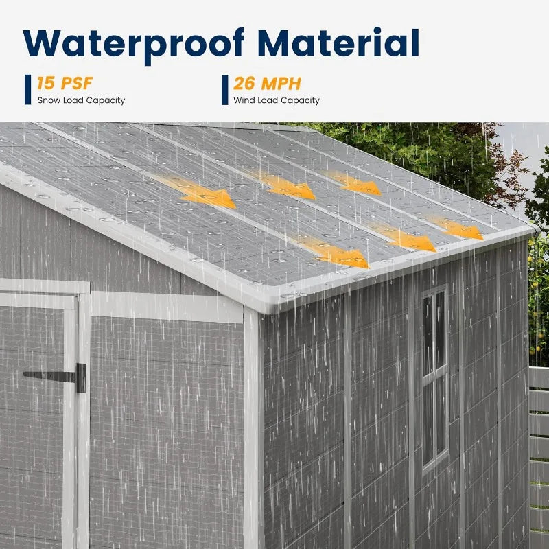 Resin Garden Storage Shed With Floor And Lockable Door