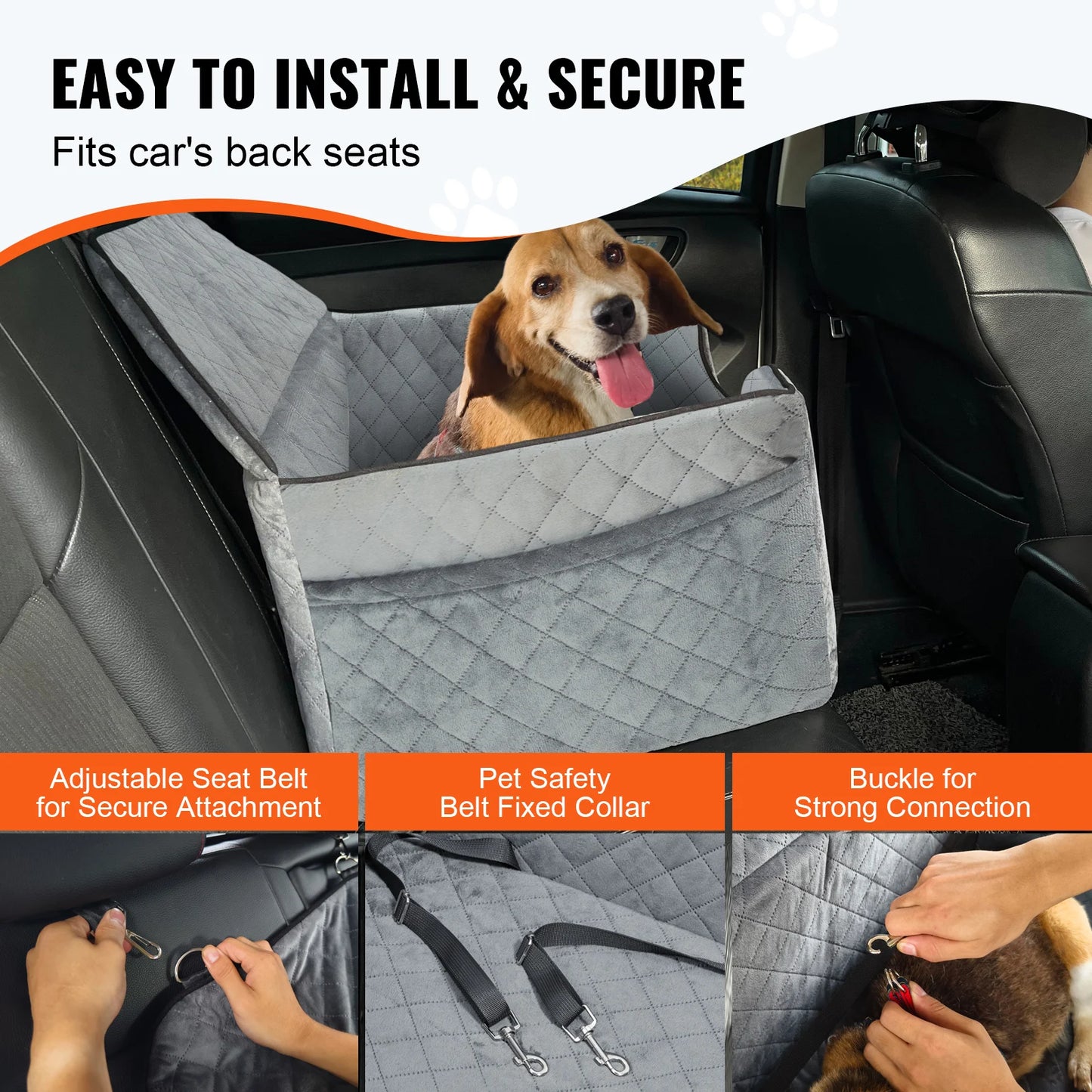 SucceBuy Dog Car Seat Booster With Storage Pocket Travel