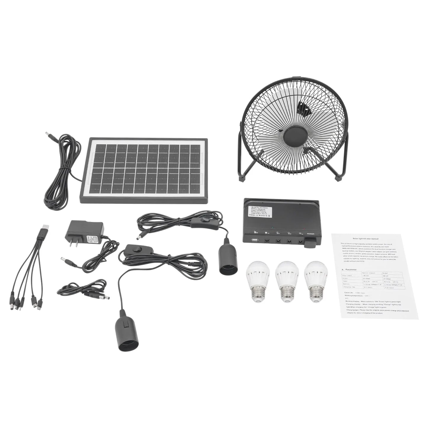 Hign-concerned Solar Powered Fan And Light Set Outdoor Kit