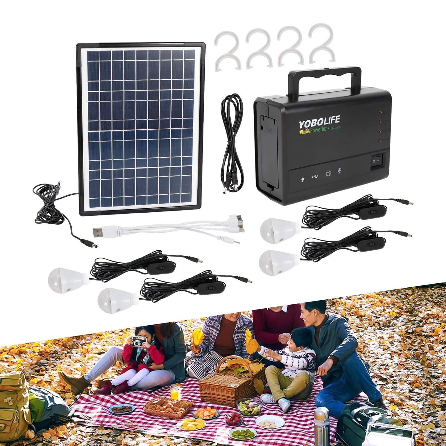 12V Portable Solar Power Generator Station With LED Kit