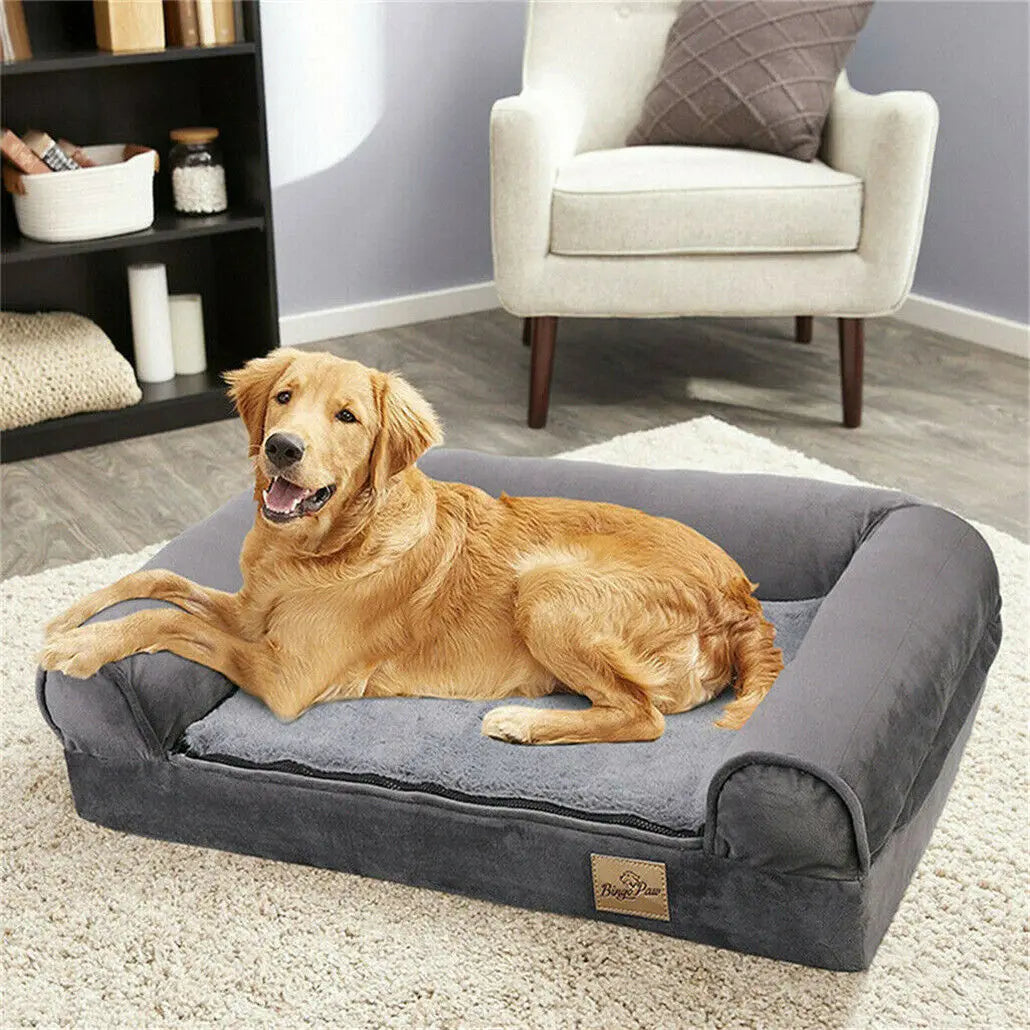BINGOPAWCN Orthopedic Dog Bed With Bolster And Washable Cover