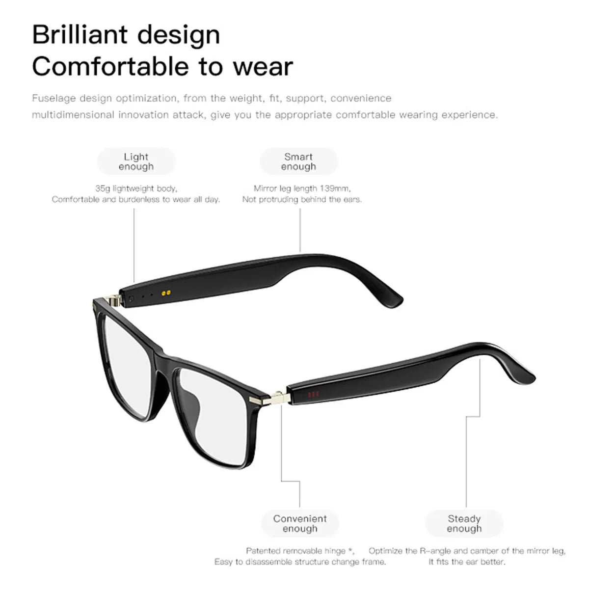 Fecoul Smart Glasses With Auto Dimming Lenses And Audio